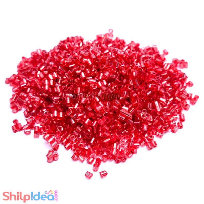 Beads 2mm - Glass Hexagonal - Red